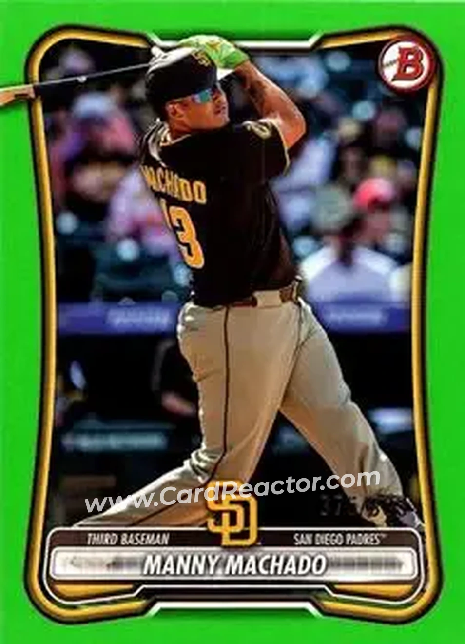 2026 Bowman - Neon Green #60 - Manny Machado - San Diego Padres - Front