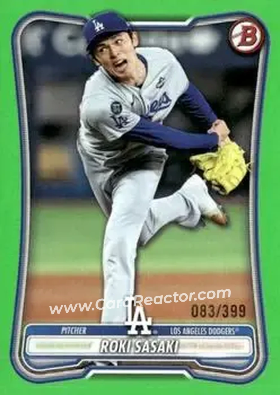 2026 Bowman - Neon Green #63 - Roki Sasaki - Los Angeles Dodgers - Front