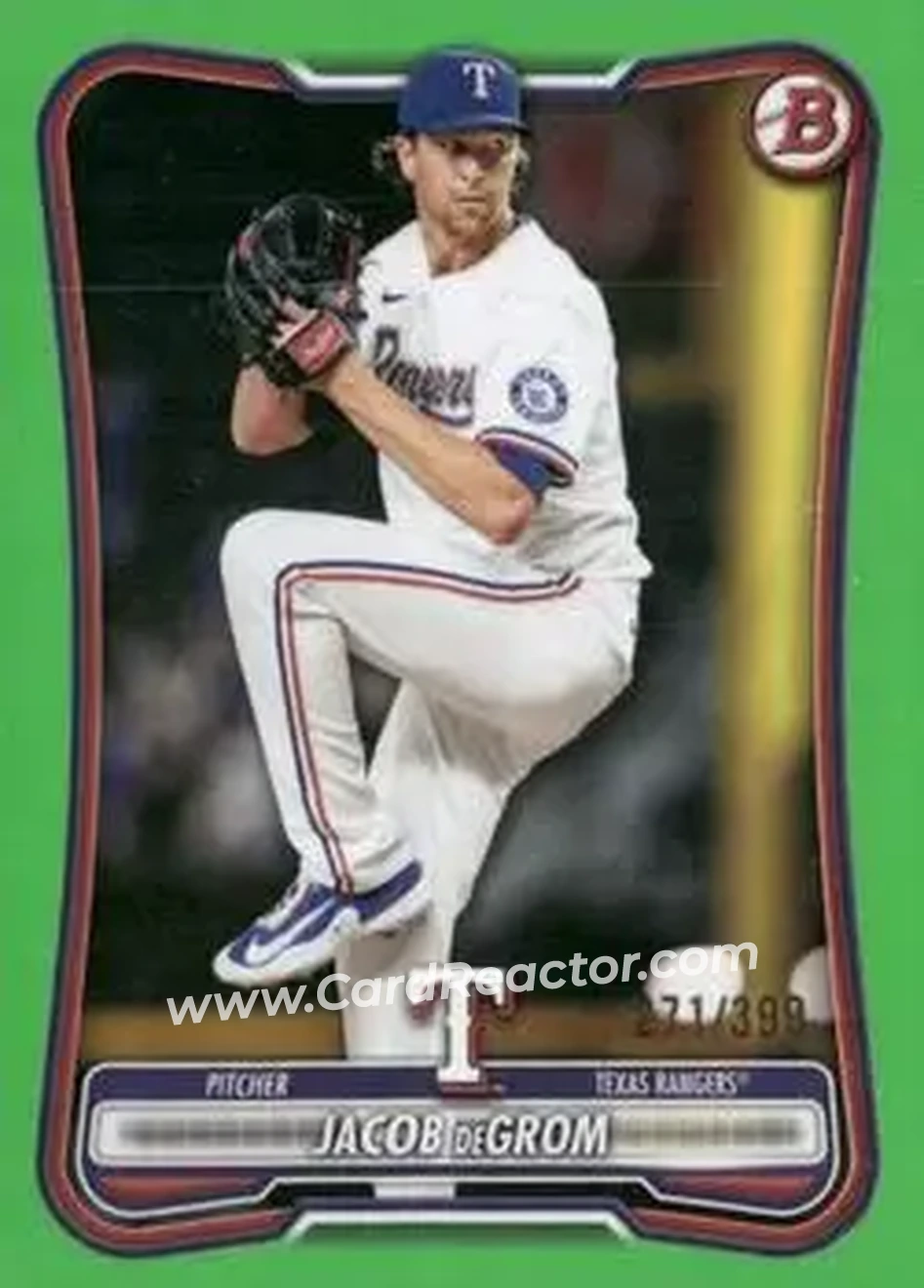 2026 Bowman - Neon Green #64 - Jacob deGrom - Texas Rangers - Front