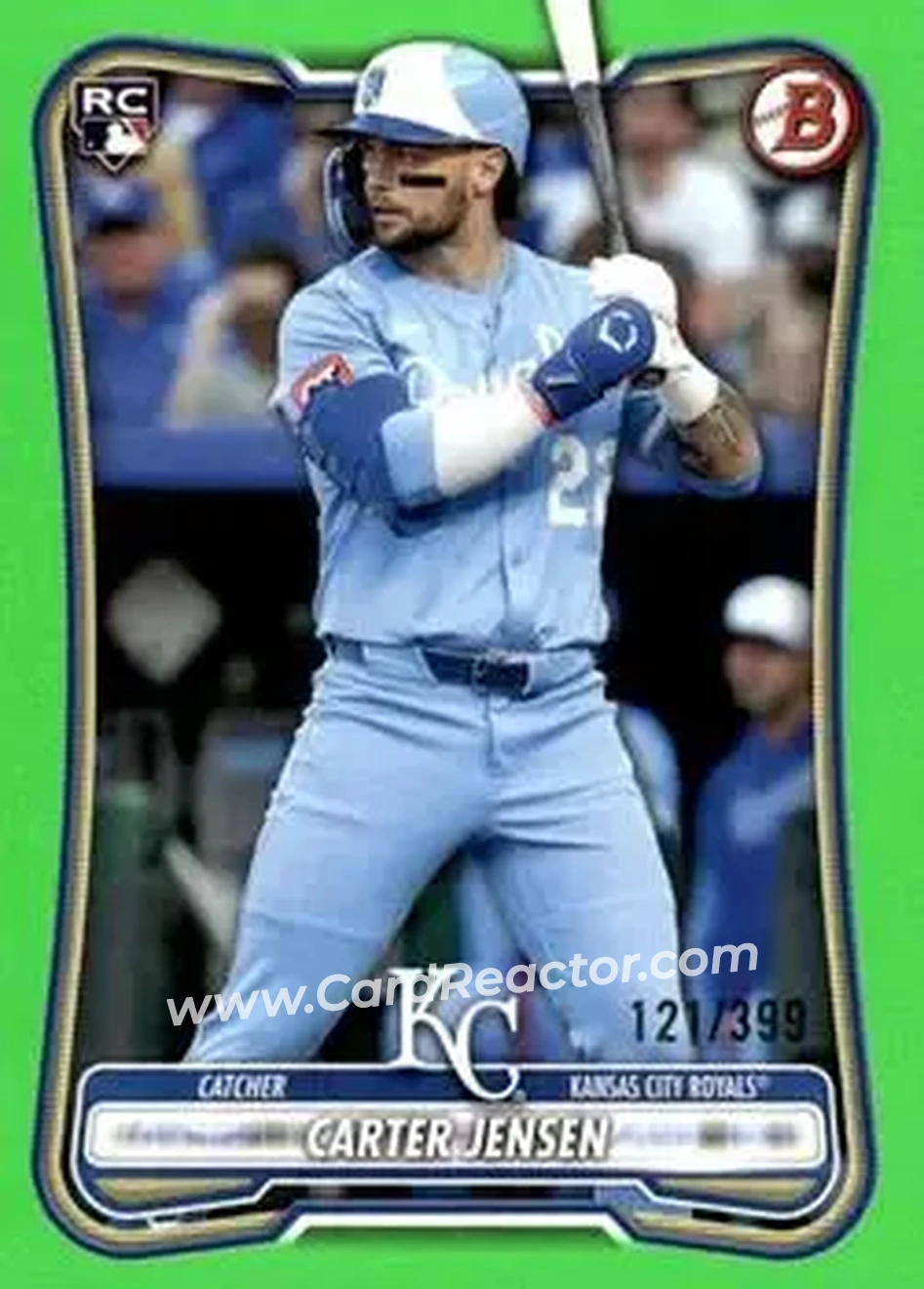 2026 Bowman - Neon Green #66 - Carter Jensen - Kansas City Royals - Front