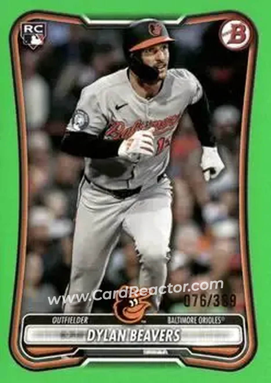 2026 Bowman - Neon Green #69 - Dylan Beavers - Baltimore Orioles - Front