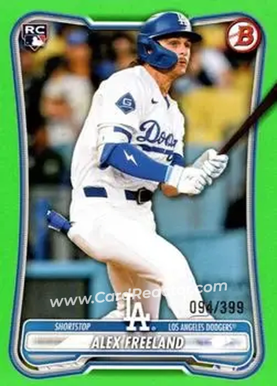 2026 Bowman - Neon Green #70 - Alex Freeland - Los Angeles Dodgers - Front 2026 Bowman - Neon Green #70 - Alex Freeland - Los Angeles Dodgers - Front