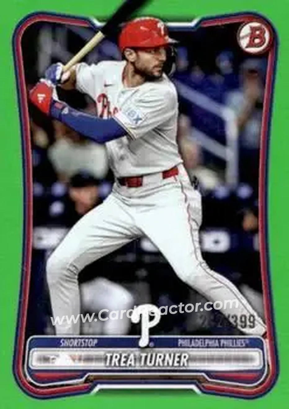 2026 Bowman - Neon Green #71 - Trea Turner - Philadelphia Phillies - Front 2026 Bowman - Neon Green #71 - Trea Turner - Philadelphia Phillies - Front