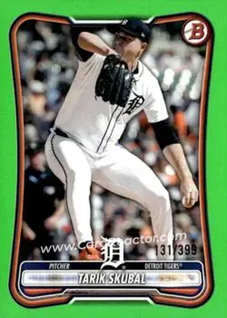 2026 Bowman - Neon Green #76 - Tarik Skubal - Detroit Tigers - Front