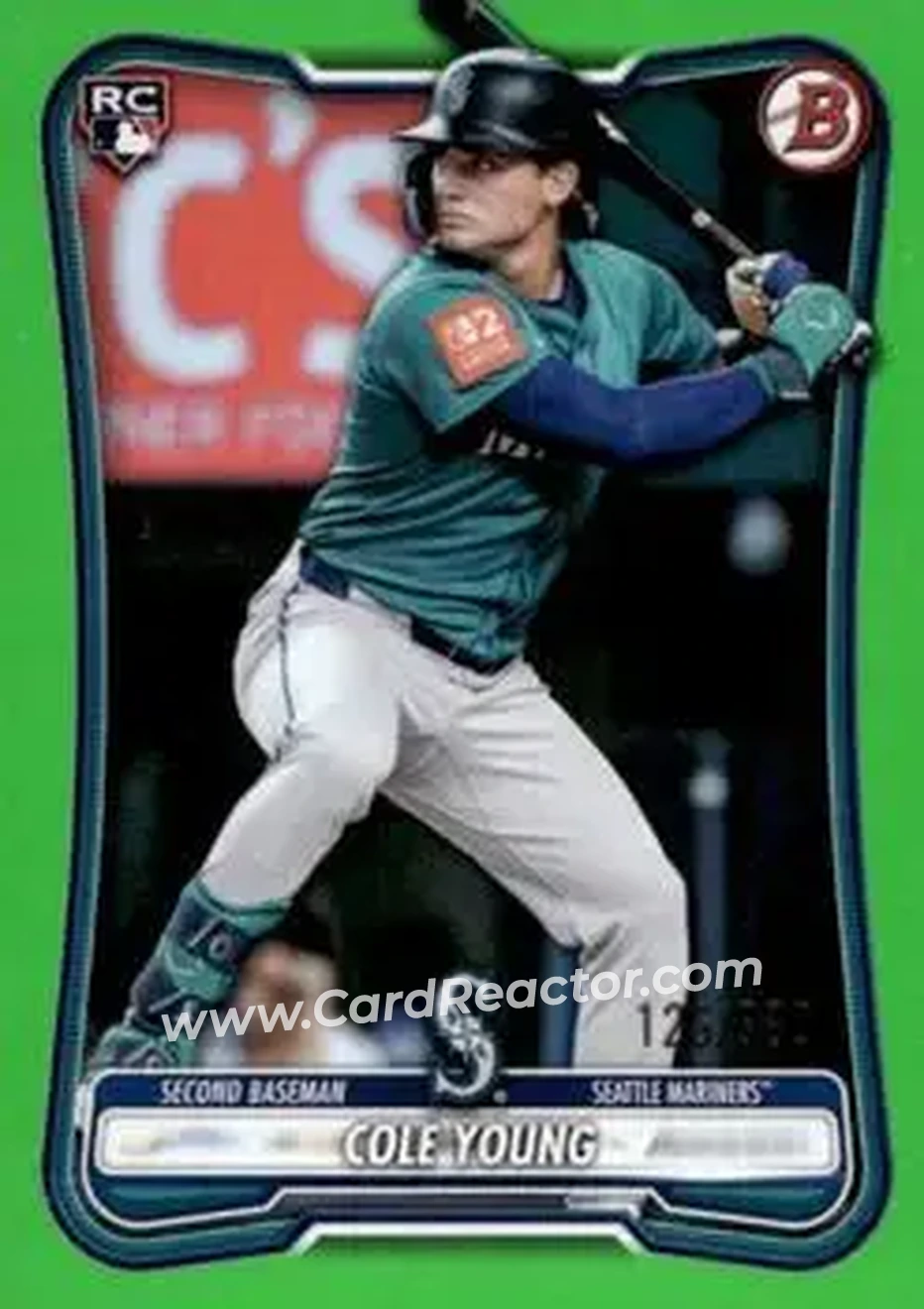 2026 Bowman - Neon Green #78 - Cole Young - Seattle Mariners - Front 2026 Bowman - Neon Green #78 - Cole Young - Seattle Mariners - Front