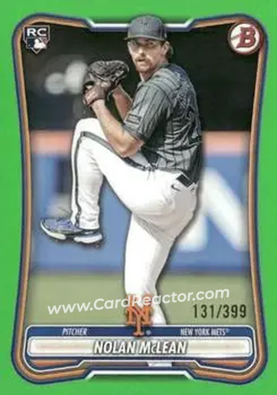 2026 Bowman - Neon Green #85 - Nolan McLean - New York Mets - Front