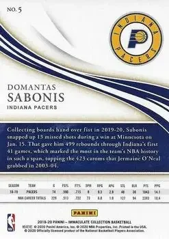 Back of Domantas Sabonis