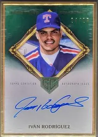2023 Topps Gilded Collection - Gallery of Gold Autographs Emerald #GOG-IR - Ivan Rodriguez - Florida Marlins