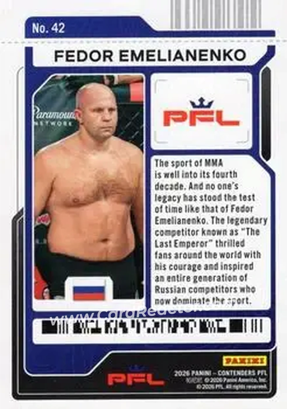 2026 Panini Contenders PFL - Season Ticket Green Fireworks #42 - Fedor Emelianenko - Back