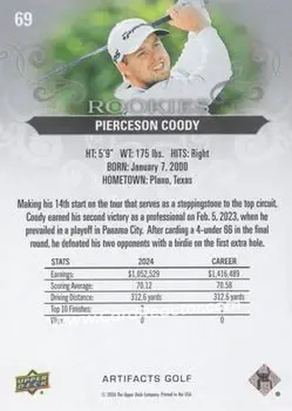 2026 Upper Deck Artifacts #69 - Pierceson Coody - Back
