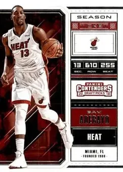 2018 Panini Contenders Draft Picks #3b - Bam Adebayo - Miami Heat
