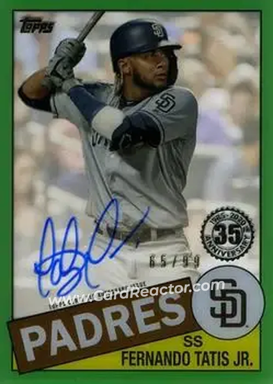 2020 Topps Clearly Authentic - 1985 Topps Baseball Autographs Green #TBA-FT - Fernando Tatis Jr. - San Diego Padres - Front