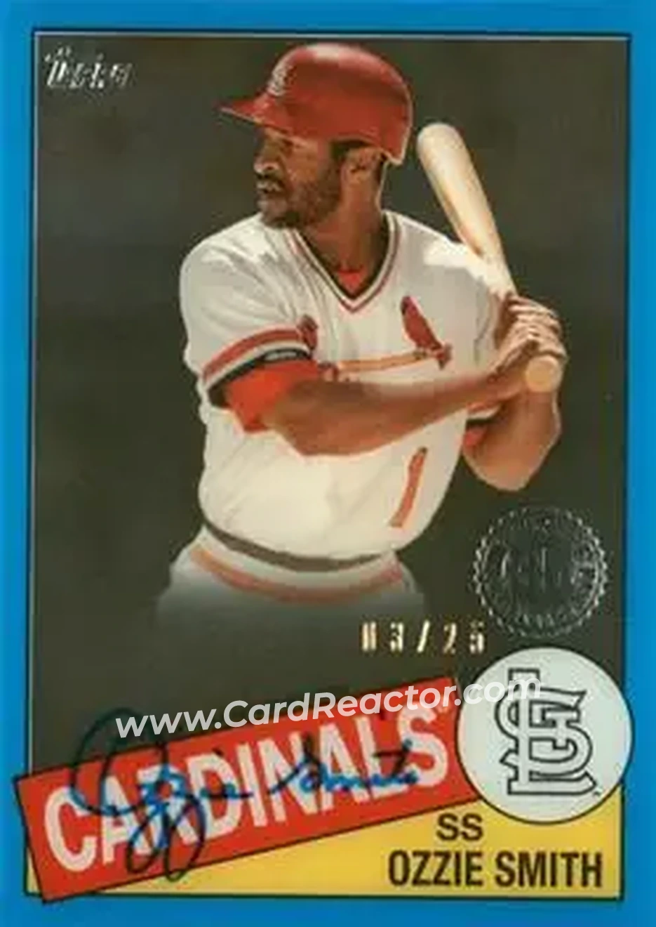 2020 Topps Clearly Authentic - 1985 Topps Baseball Autographs Blue #TBA-OSM - Ozzie Smith - St. Louis Cardinals - Front
