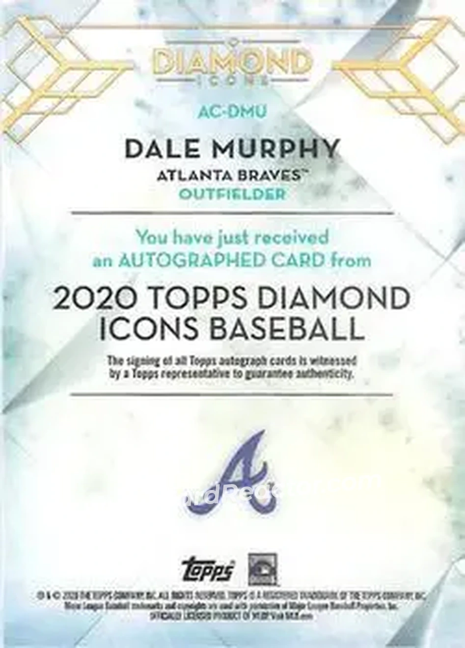 2020 Topps Diamond Icons #AC-DMU - Dale Murphy - Atlanta Braves - Back