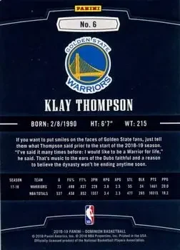 Back of Klay Thompson