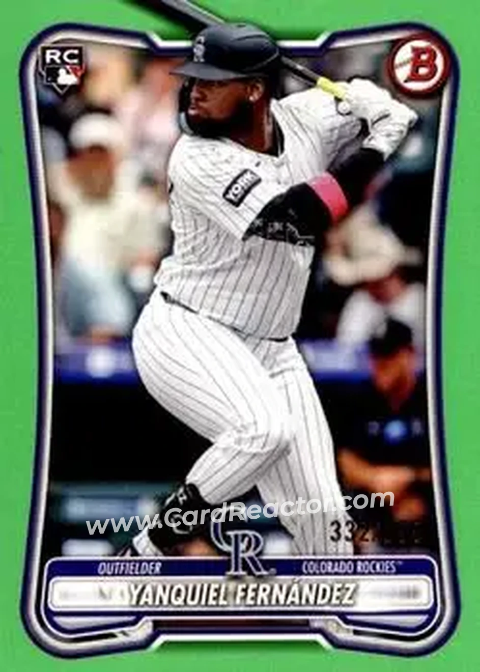 2026 Bowman - Neon Green #91 - Yanquiel Fernández - Colorado Rockies - Front 2026 Bowman - Neon Green #91 - Yanquiel Fernández - Colorado Rockies - Front