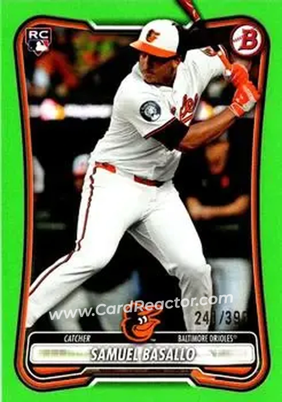 2026 Bowman - Neon Green #93 - Samuel Basallo - Baltimore Orioles - Front