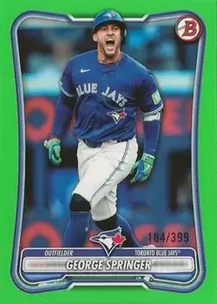 2026 Bowman - Neon Green #95 - George Springer - Toronto Blue Jays