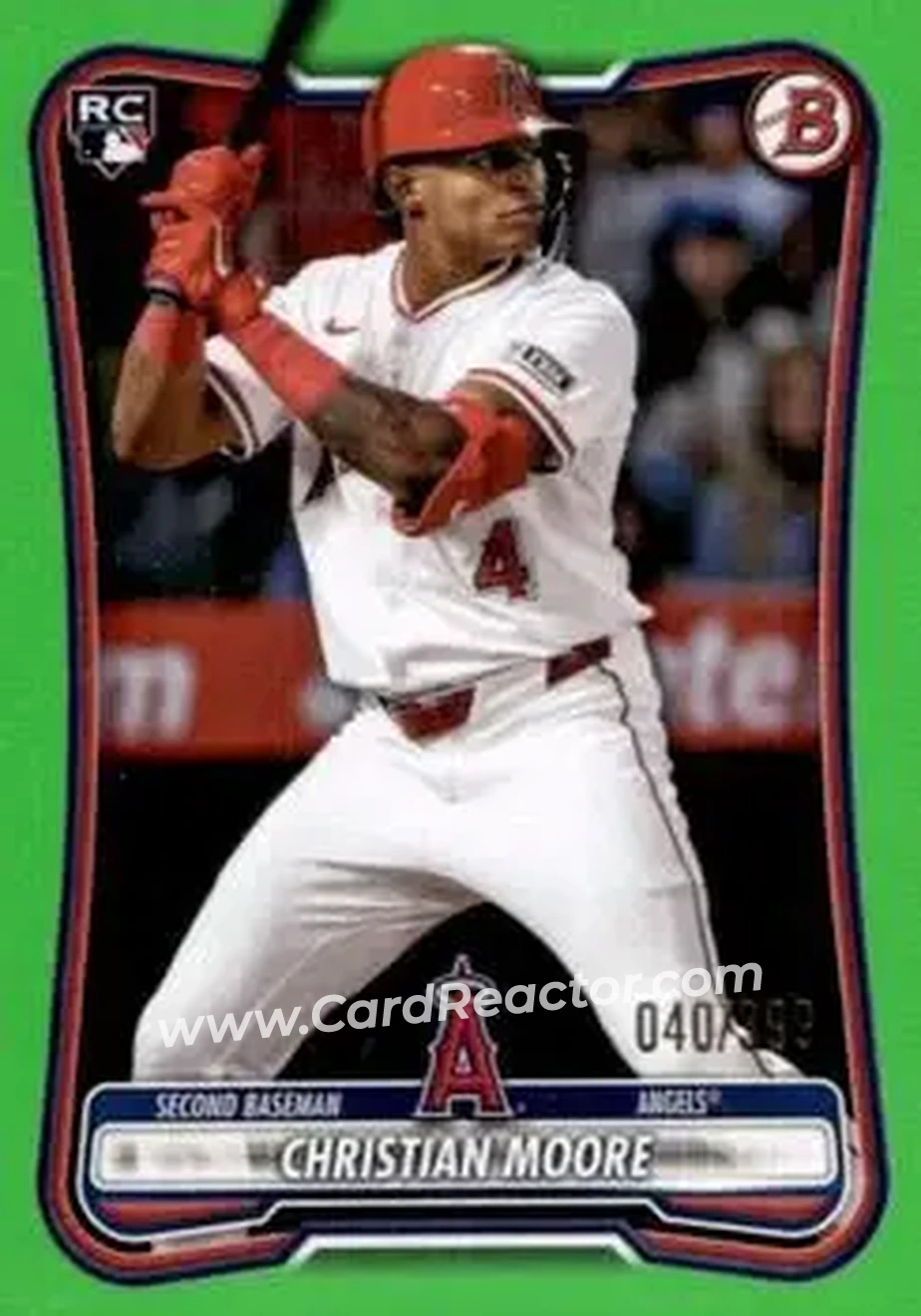 2026 Bowman - Neon Green #99 - Christian Moore - Los Angeles Angels - Front