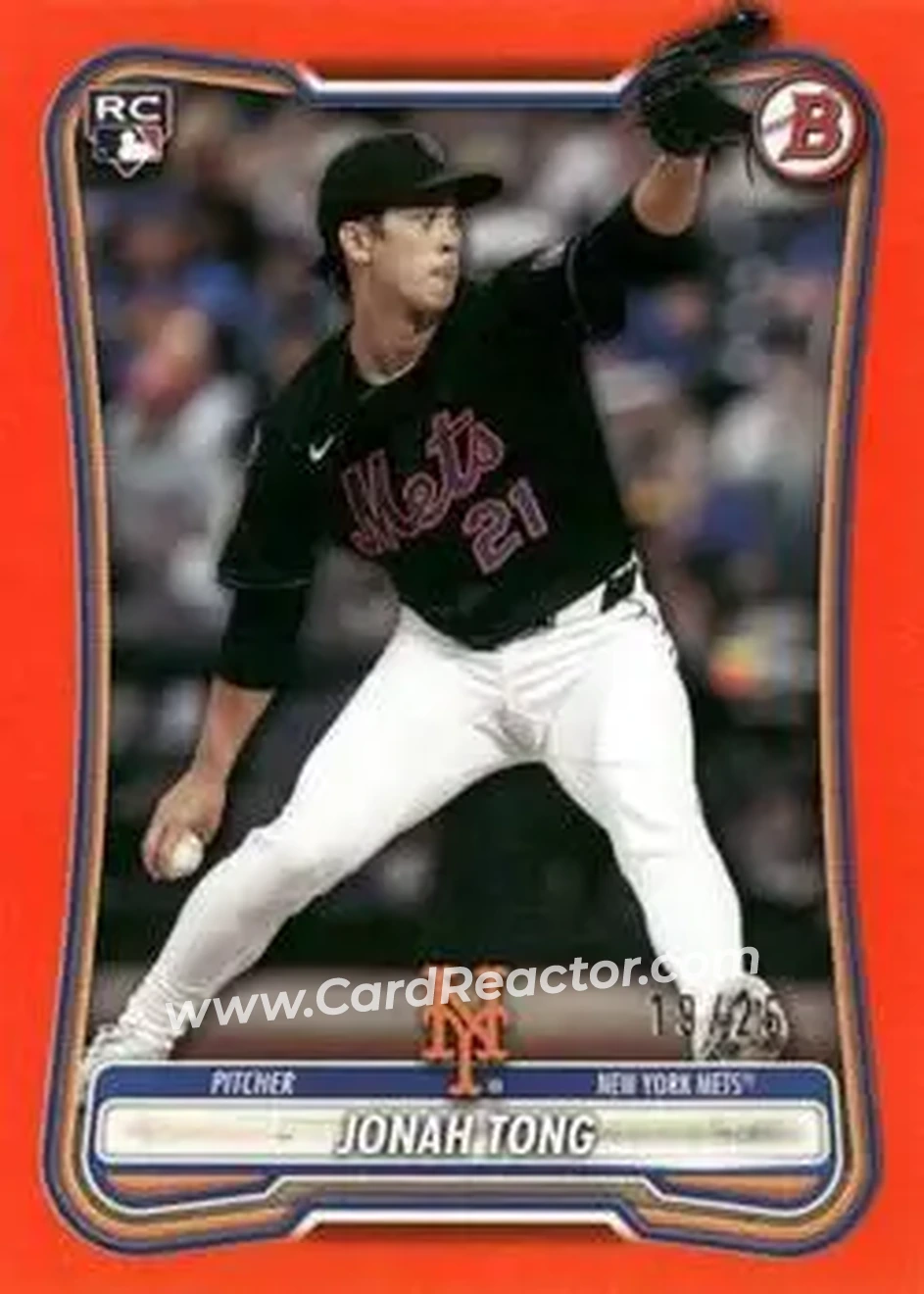 2026 Bowman - Orange #65 - Jonah Tong - New York Mets - Front