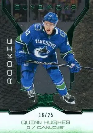 2019-20 Upper Deck Buybacks - Emerald #45 - Quinn Hughes - Vancouver Canucks