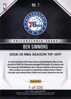 Back of Ben Simmons