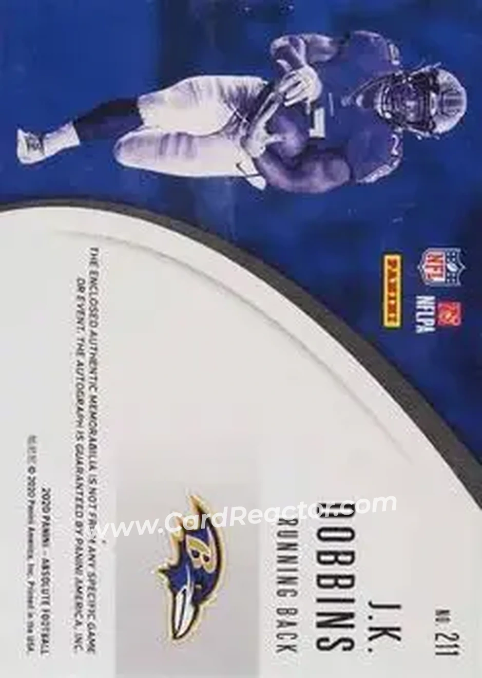 2020 Panini Absolute #211 - J.K. Dobbins - Baltimore Ravens - Back