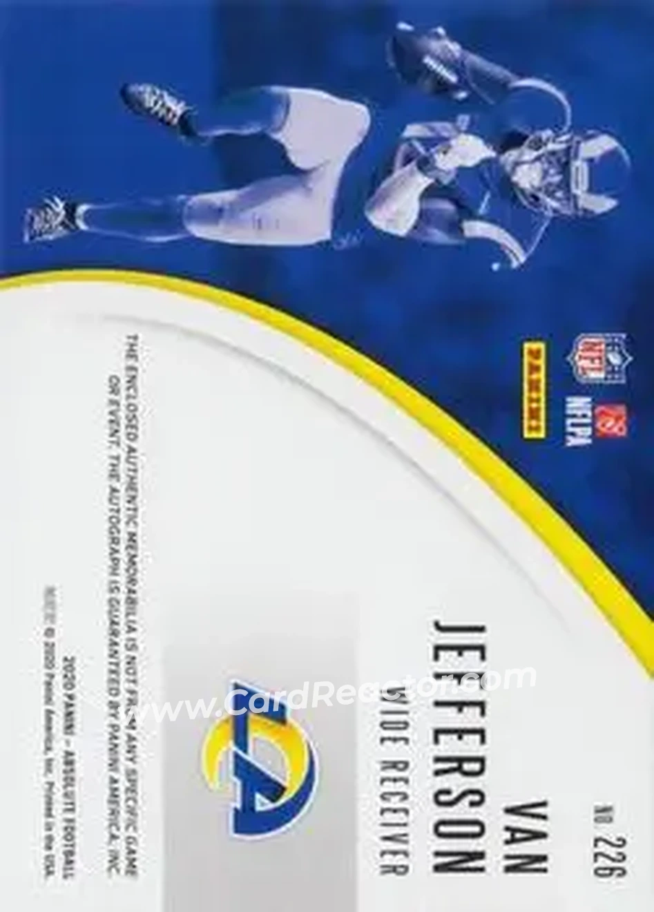 2020 Panini Absolute #226 - Van Jefferson - Los Angeles Rams - Back