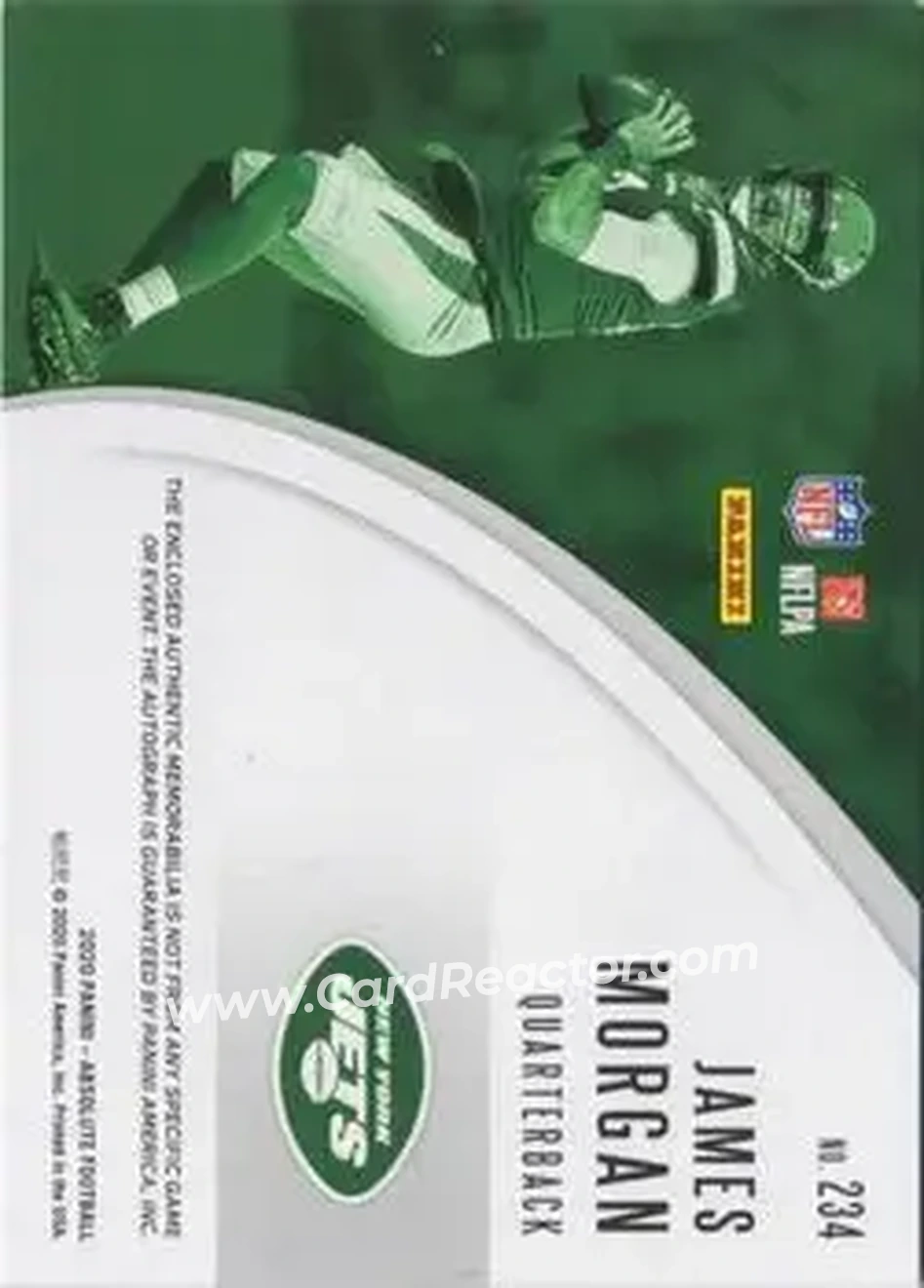 2020 Panini Absolute #234 - James Morgan - New York Jets - Back