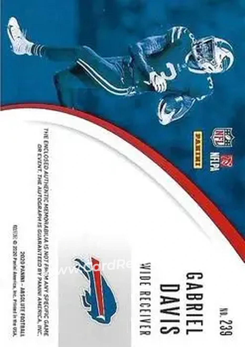 2020 Panini Absolute #239 - Gabriel Davis - Buffalo Bills - Back