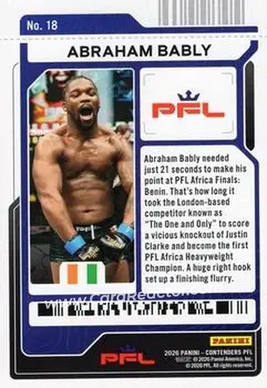 2026 Panini Contenders PFL - Season Ticket Blue Fireworks #18 - Abraham Bably - Back