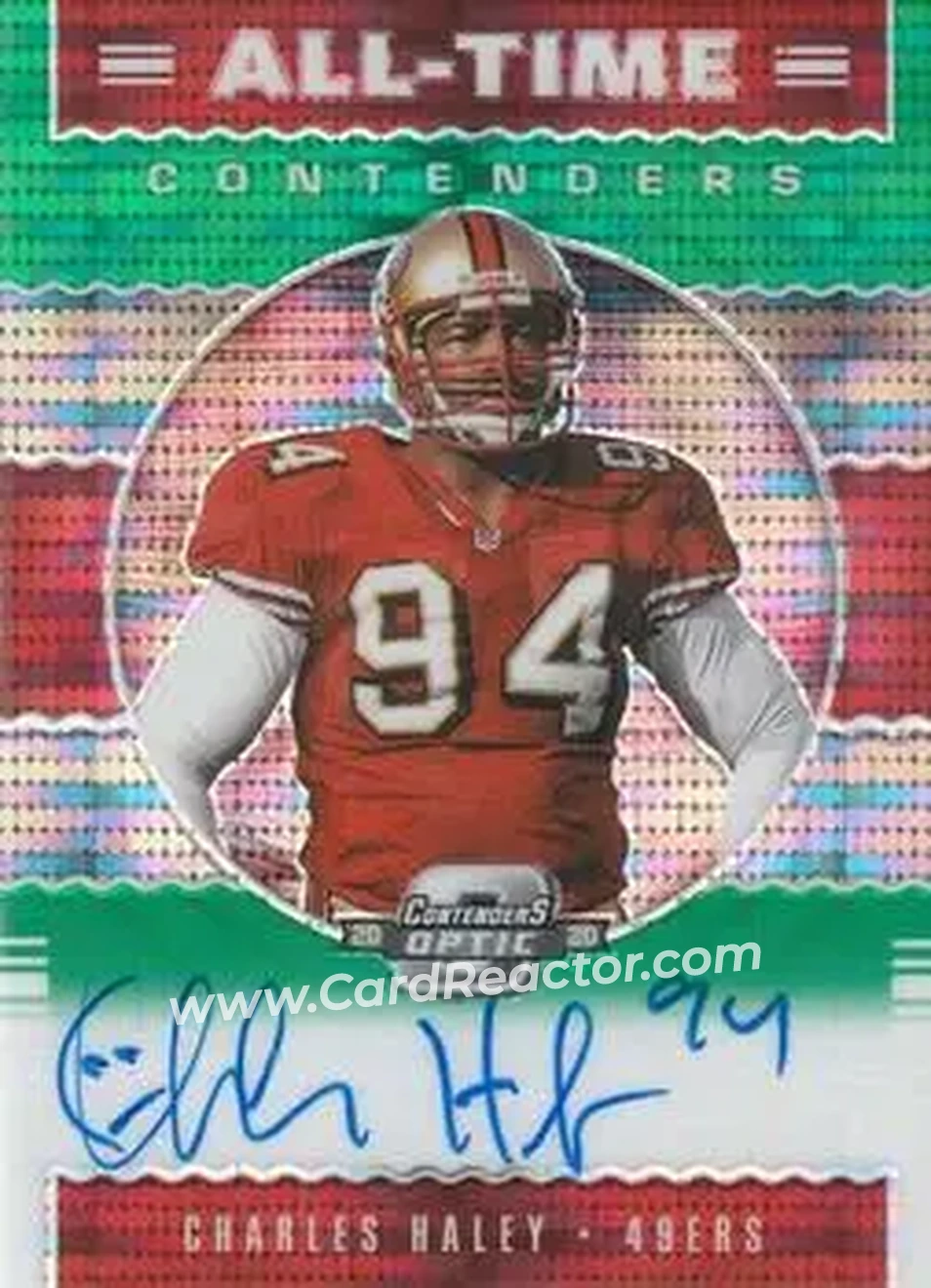 2020 Panini Contenders Optic - All-Time Contenders Green Pulsar #AT1 - Charles Haley - San Francisco 49ers - Front