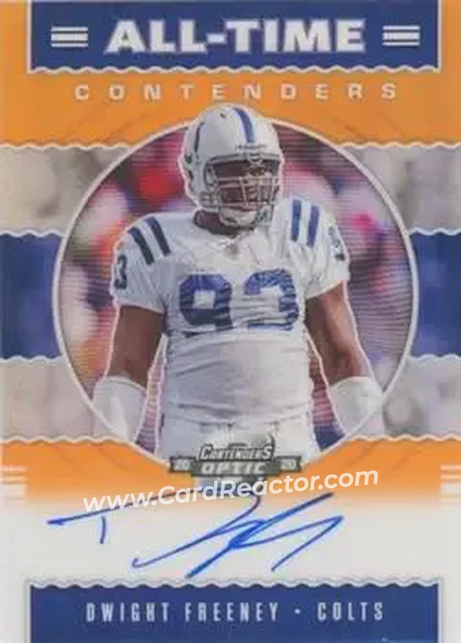 2020 Panini Contenders Optic - All-Time Contenders Orange #AT6 - Dwight Freeney - Indianapolis Colts - Front