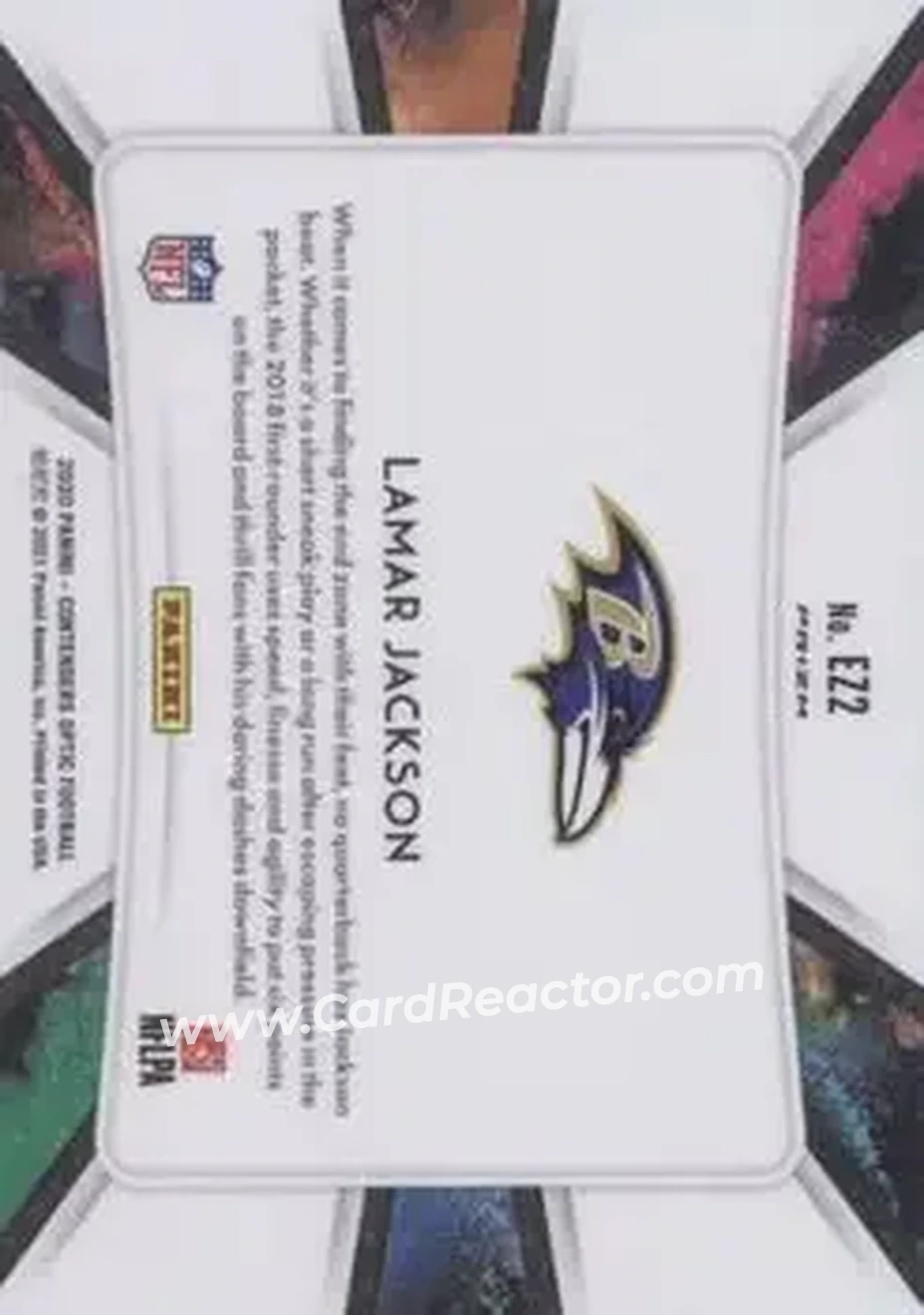 2020 Panini Contenders Optic - End Zone #EZ2 - Lamar Jackson - Baltimore Ravens - Back