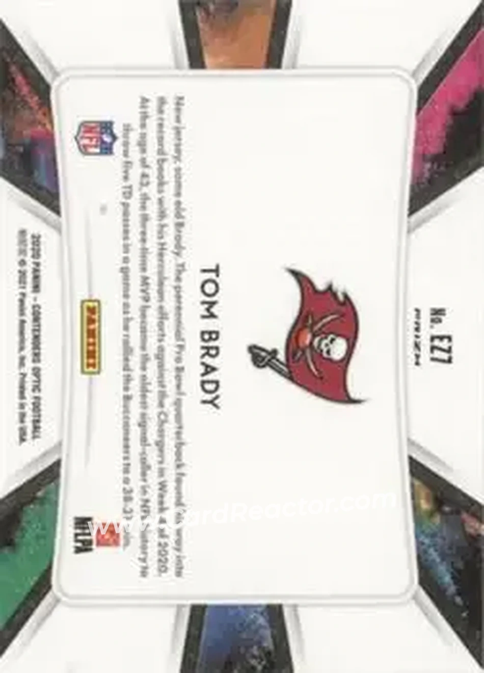 2020 Panini Contenders Optic - End Zone #EZ7 - Tom Brady - Tampa Bay Buccaneers - Back