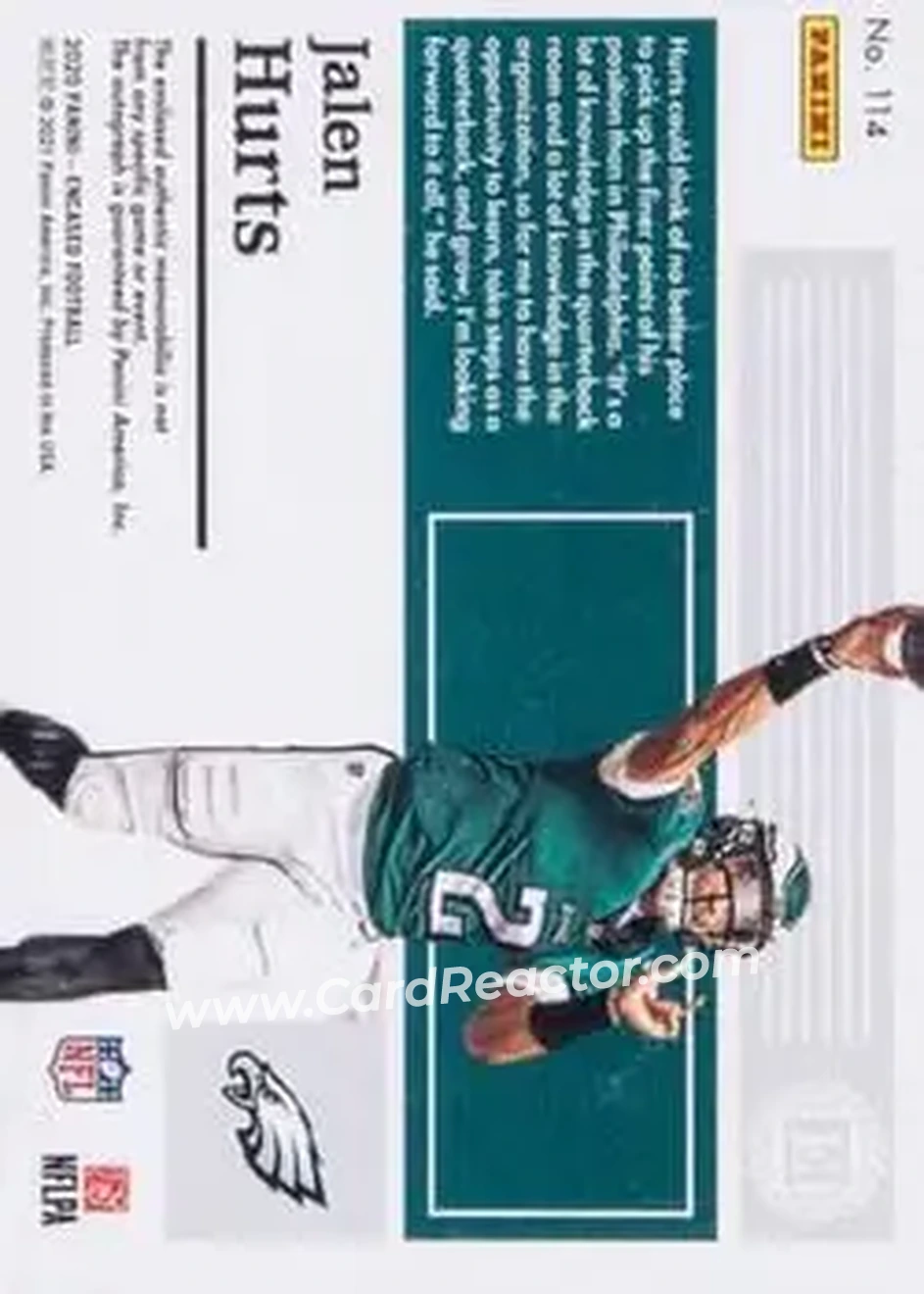 2020 Panini Encased - Diamond #114 - Jalen Hurts - Philadelphia Eagles - Back
