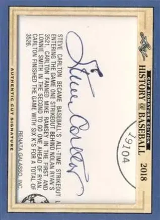 2018 Leaf Cut Signature Edition History of Baseball #NNO - Steve Carlton