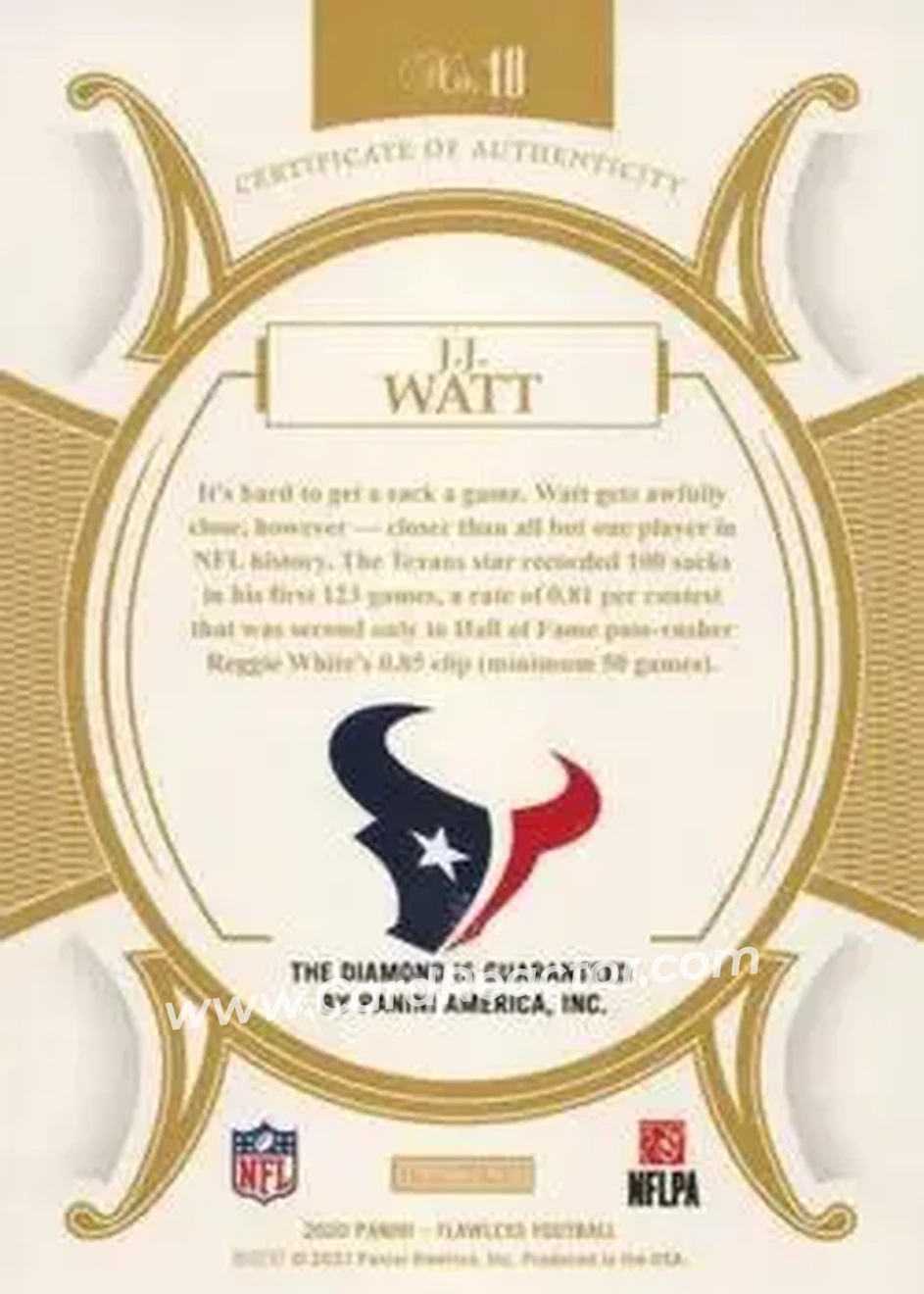 2020 Panini Flawless - Diamonds #18 - J.J. Watt - Houston Texans - Back