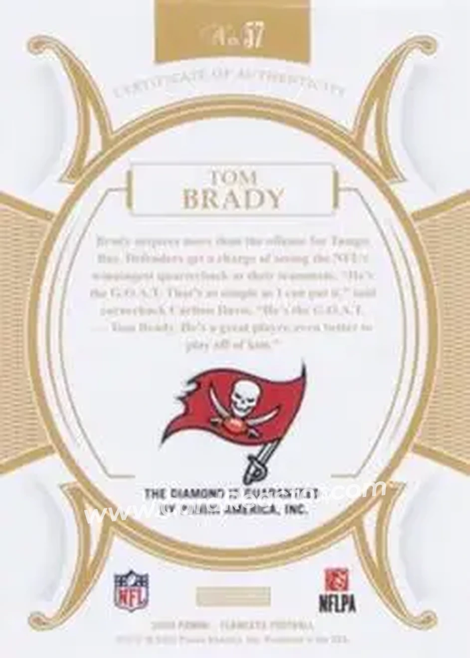 2020 Panini Flawless - Diamonds #57 - Tom Brady - Tampa Bay Buccaneers - Back 2020 Panini Flawless - Diamonds #57 - Tom Brady - Tampa Bay Buccaneers - Back