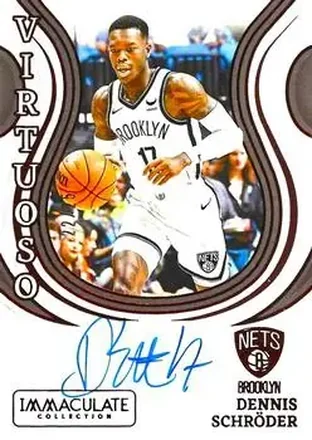 2023-24 Panini Immaculate Collection - Virtuoso Autographs Red #VA-DSB - Dennis Schroder - Brooklyn Nets