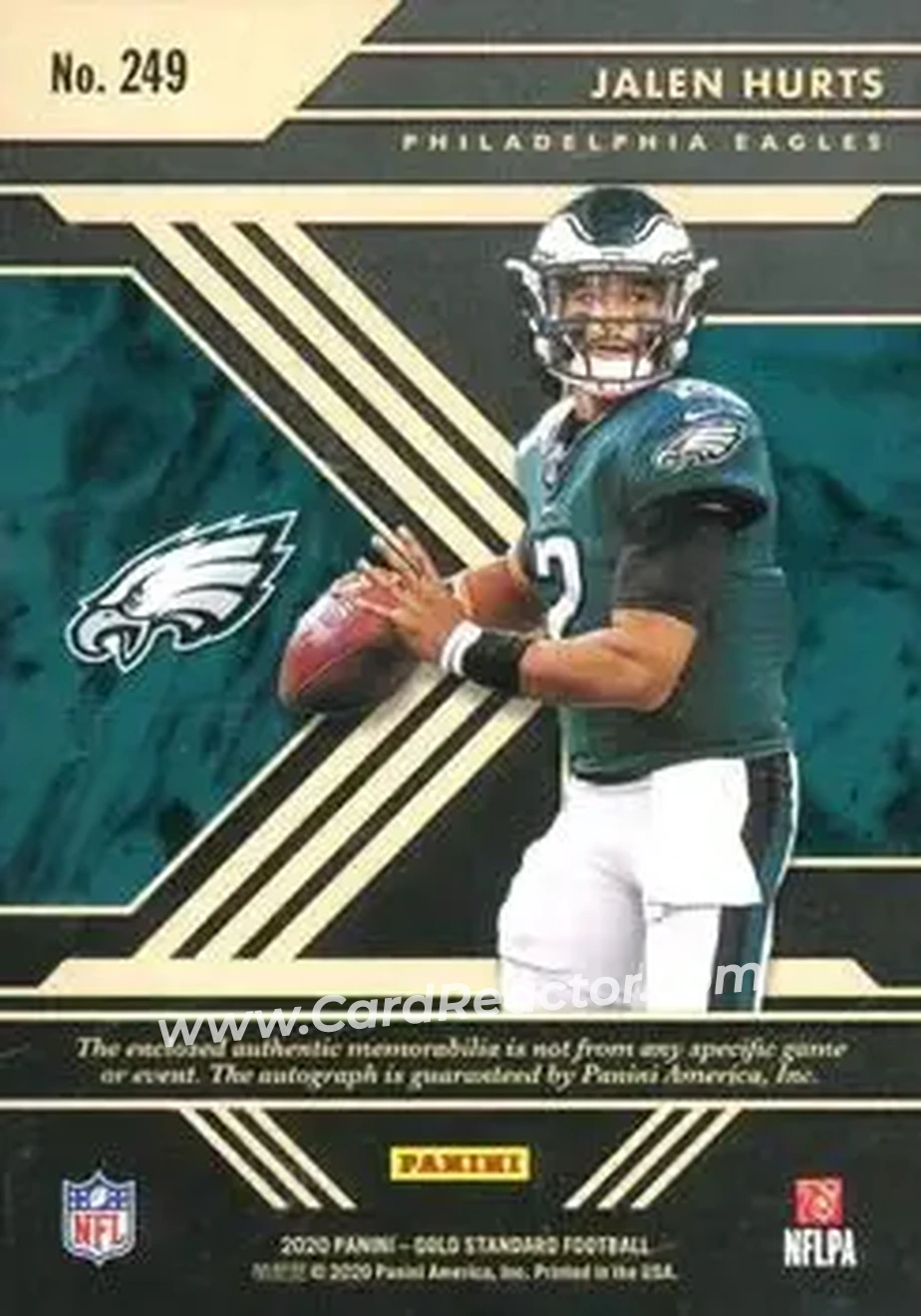 2020 Panini Gold Standard #249 - Jalen Hurts - Philadelphia Eagles - Back 2020 Panini Gold Standard #249 - Jalen Hurts - Philadelphia Eagles - Back