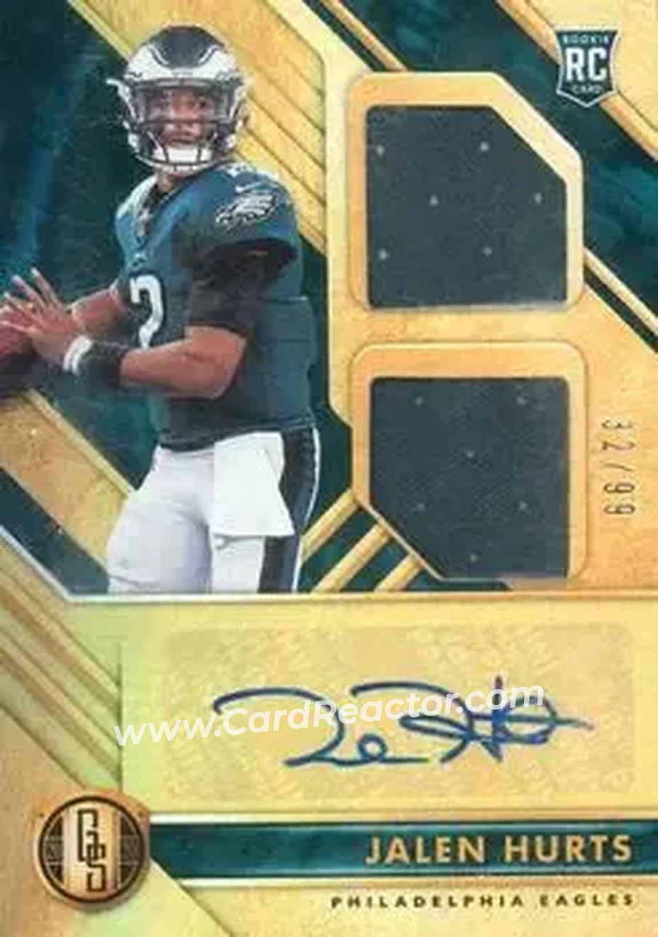 2020 Panini Gold Standard #249 - Jalen Hurts - Philadelphia Eagles - Front 2020 Panini Gold Standard #249 - Jalen Hurts - Philadelphia Eagles - Front