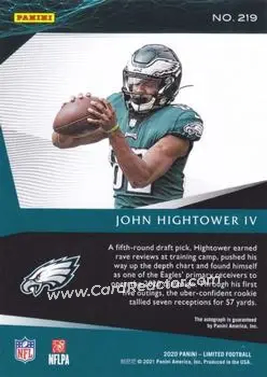2020 Panini Limited #219 - John Hightower IV - Philadelphia Eagles - Back
