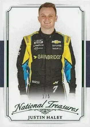 2025 Panini National Treasures - 2016 Throwback Green #29 - Justin Haley - Spire Motorsports