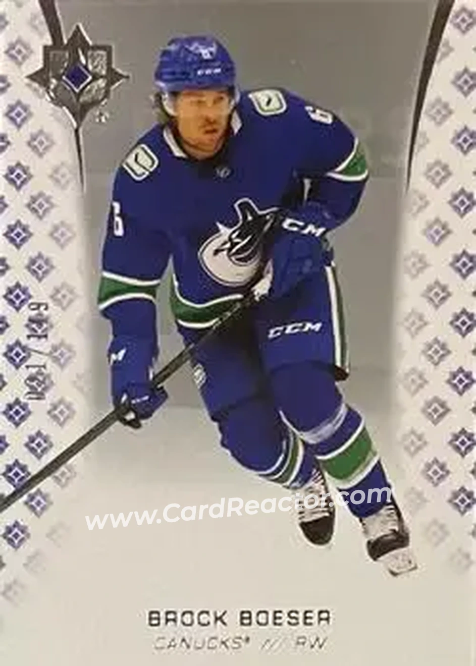 2020-21 Upper Deck Ultimate Collection #4 - Brock Boeser - Vancouver Canucks - Front 2020-21 Upper Deck Ultimate Collection #4 - Brock Boeser - Vancouver Canucks - Front