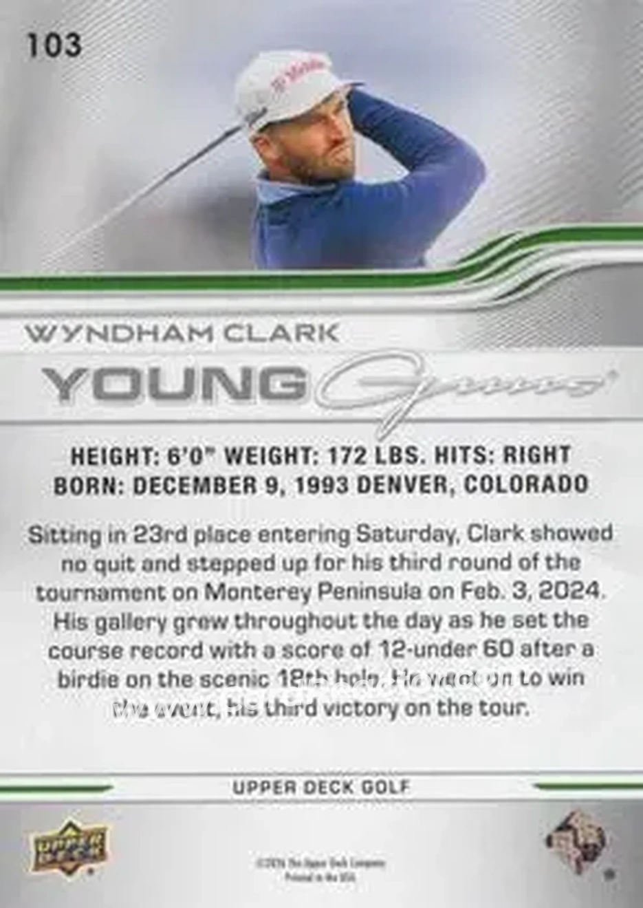2026 Upper Deck - High Gloss #103 - Wyndham Clark - Back