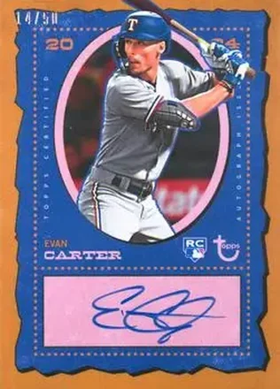 2024 Topps Brooklyn Collection - Autographs Gold #AC-EC - Evan Carter - Texas Rangers