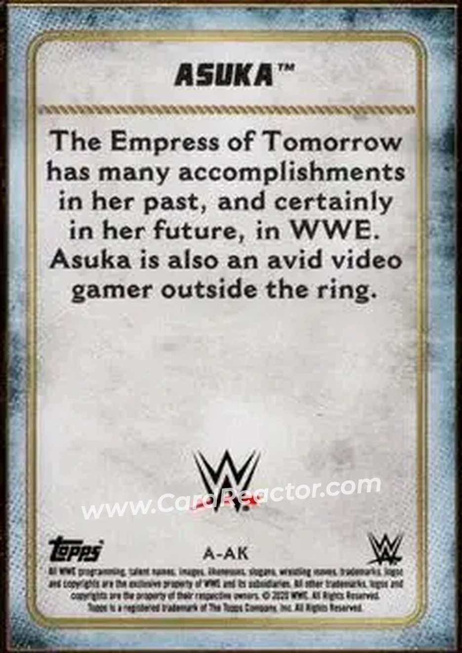 2020 Topps WWE Transcendent - Roster Autographs #A-AK - Asuka - Back