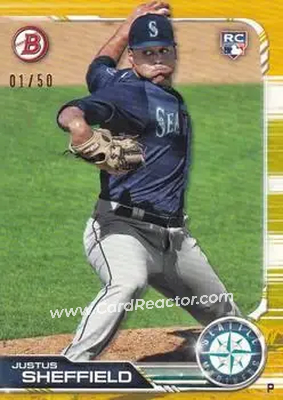 2019 Bowman - Gold #12 - Justus Sheffield - Seattle Mariners - Front