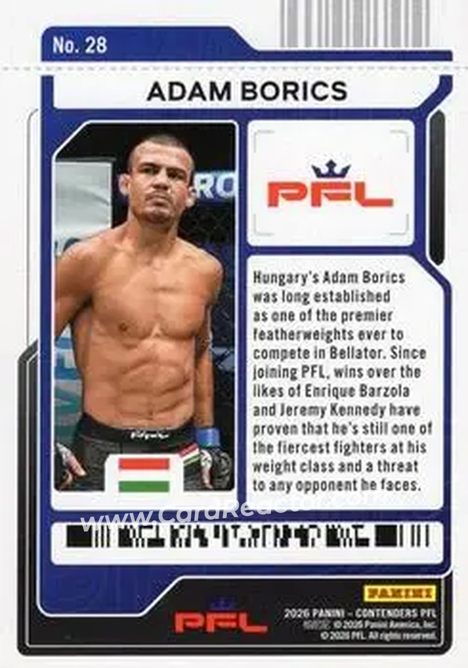 2026 Panini Contenders PFL - Season Ticket Blue Fireworks #28 - Adam Borics - Back